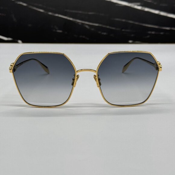 NEW AM0325S 001 ALEXANDER MCQUEEN GOLD/GREY WOMEN ALEXANDER MCQUEEN SUNGLASSES - Picture 3 of 14